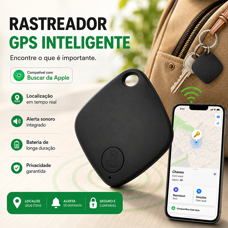 Rastreador GPS Mini para iPhone iOS Localizador Inteligente Compatível com Buscar Apple