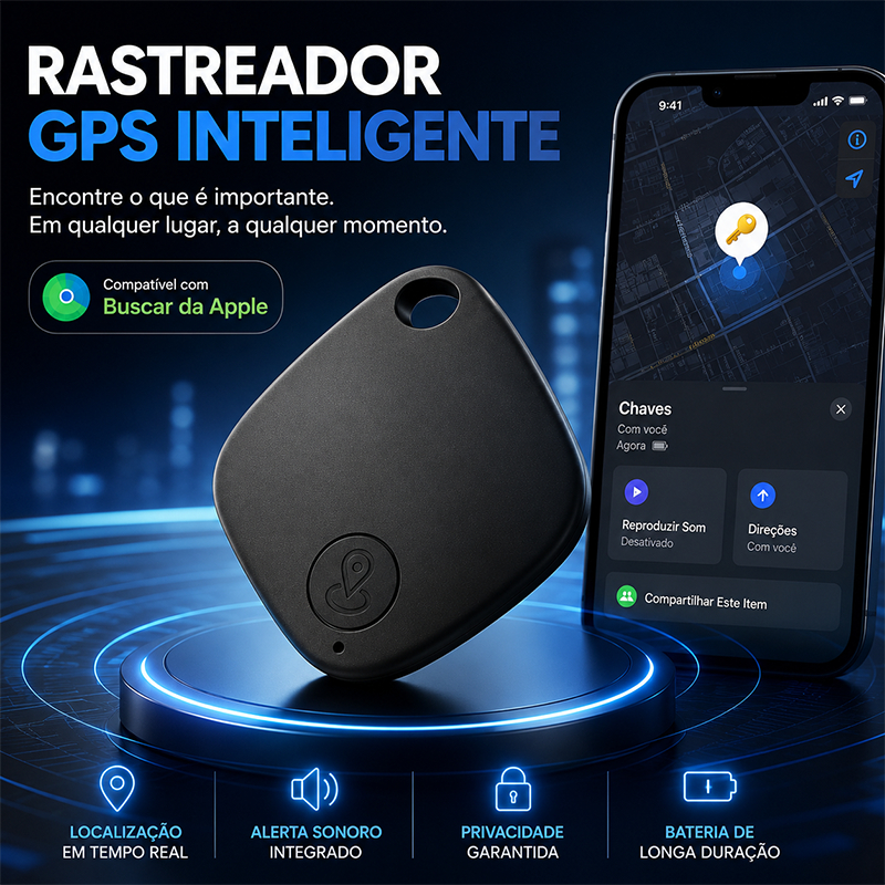 Rastreador GPS Inteligente Compatível com iOS e iPhone Localizador para Objetos