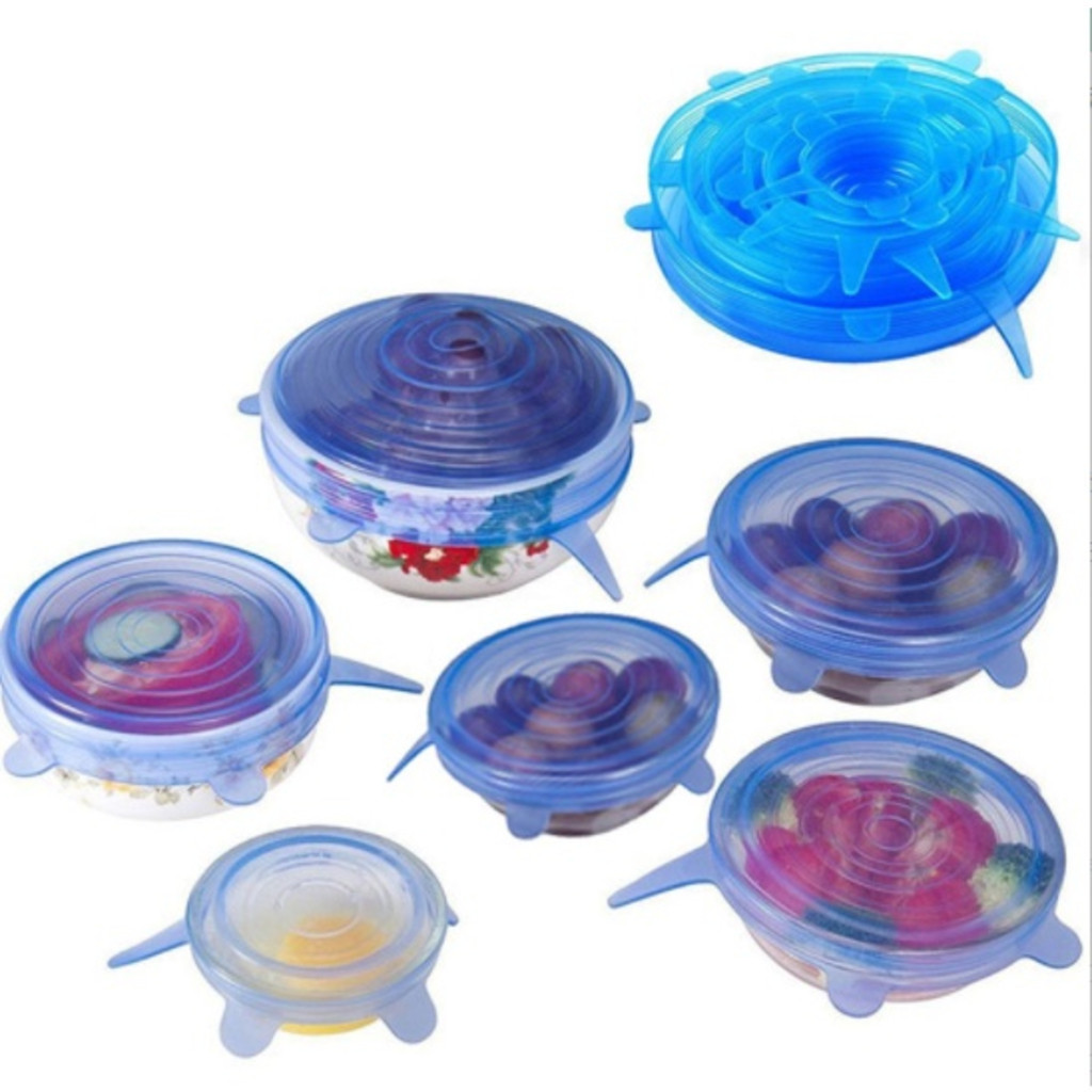 Kit 6 Tampas Panela Silicone Universal Reutilizável Elástica Tampas Silicone Cozinha Geladeira corM