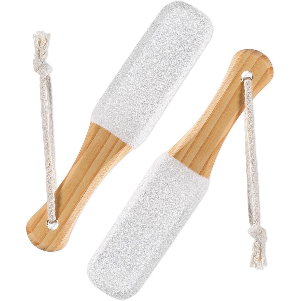 2 Pack Pumice Stone Foot File, Wooden Pedicure Foot Scrubber Feet Callus Remover for Dead Skin and Corns Pedicure Pumice