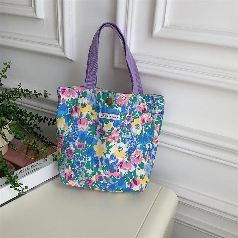 Simples Lona Saco De Compras Feminino Sacos De Ombro Dobrável Piquenique Bolsa Pequena Tote Shopper Estudante Lancheira