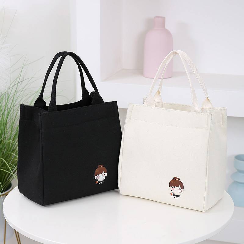TSBR Portátil Estudante Grande Capacidade Lazer Bento Saco Lancheira Sacola Dos Desenhos Animados Lona Bolsa Feminina .