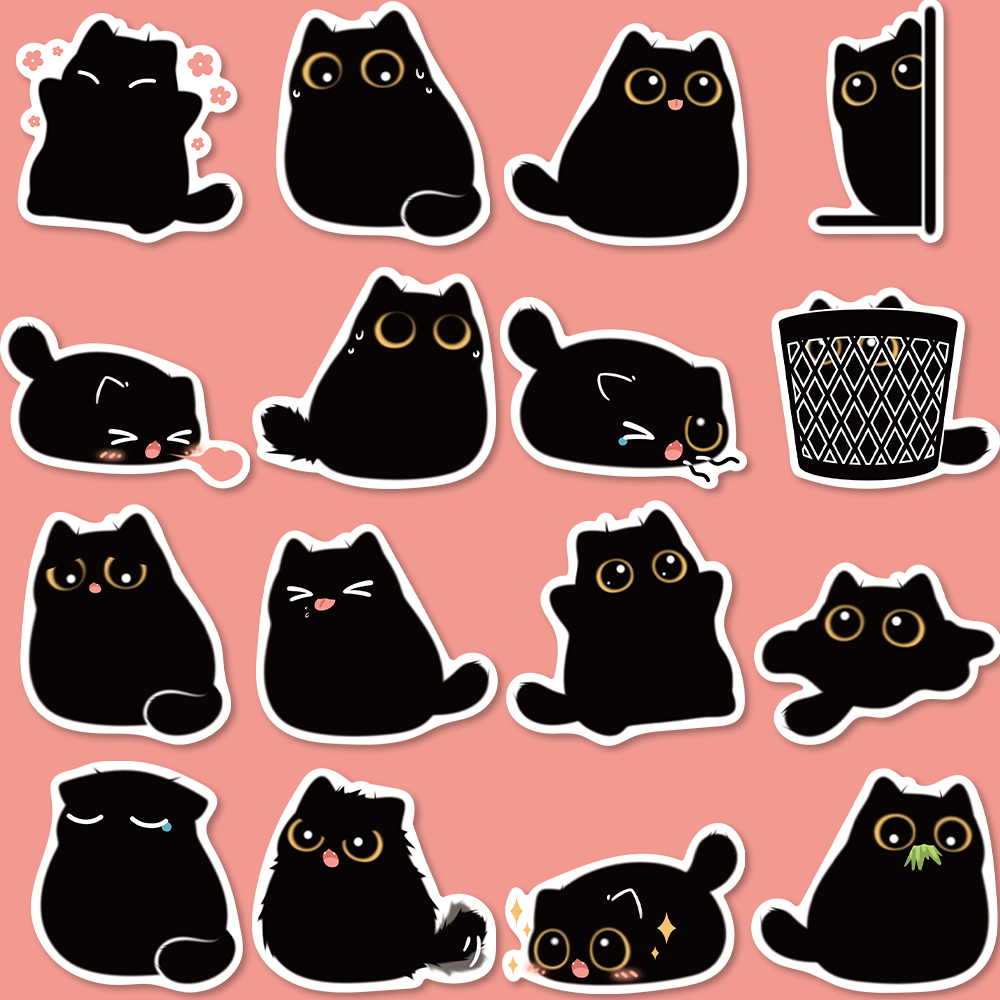 Novos 40 adesivos de gato em forma de bola de carvão, decorados de forma requintada, para cadernos, copos de água e