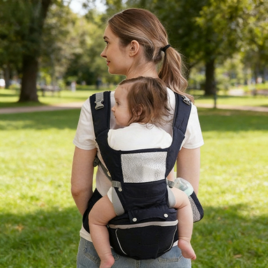 Canguru Porta Bebê com Cintura Acolchoada Respirável Multi Posições Para Recém Nascido a 36 Meses Prático