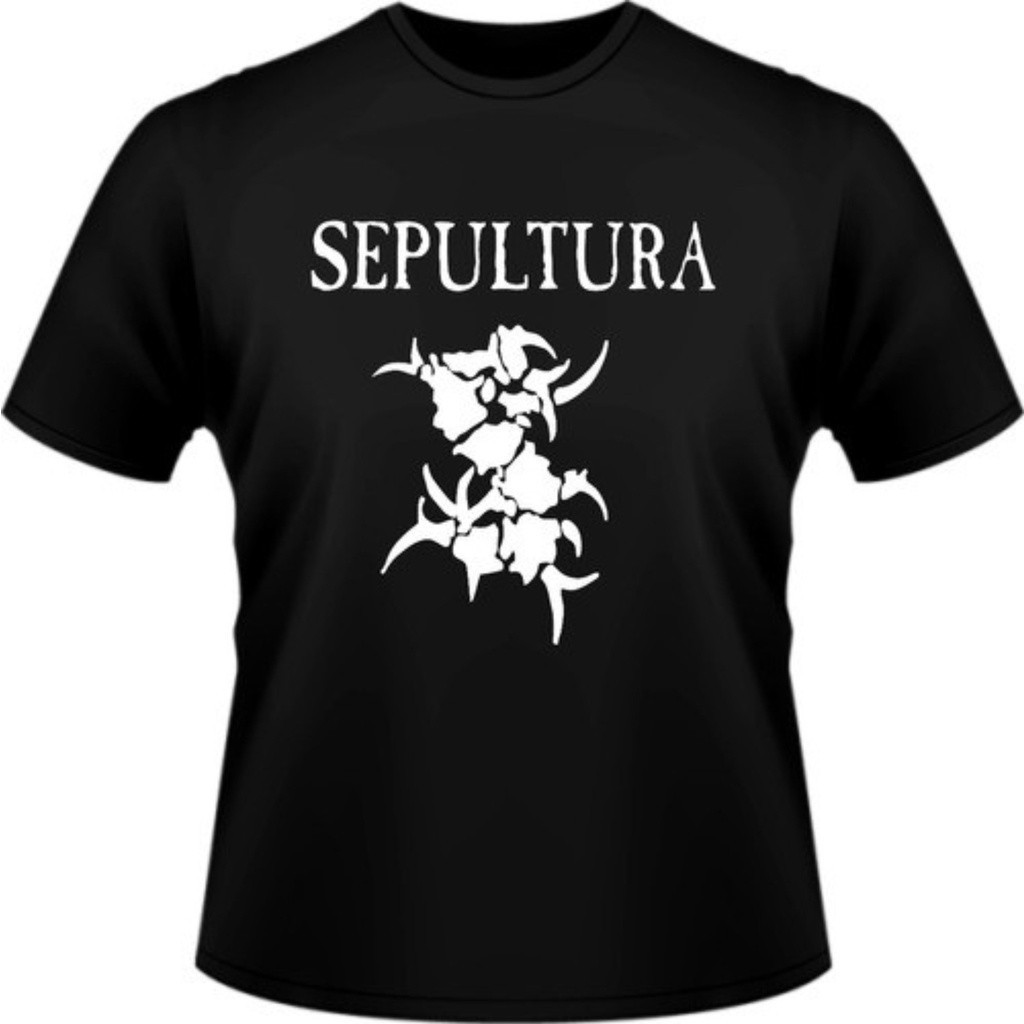 Camiseta Básica Masculina Banda Rock Logo Sepultura Show Festival Brasil Camisa 100% Algodão