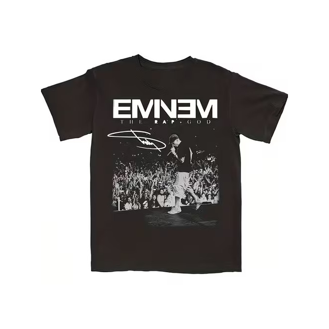 Camiseta Masculina Estampa Eminem Com Logo e Imagem de Show Moderna Confortável Atemporal Casual