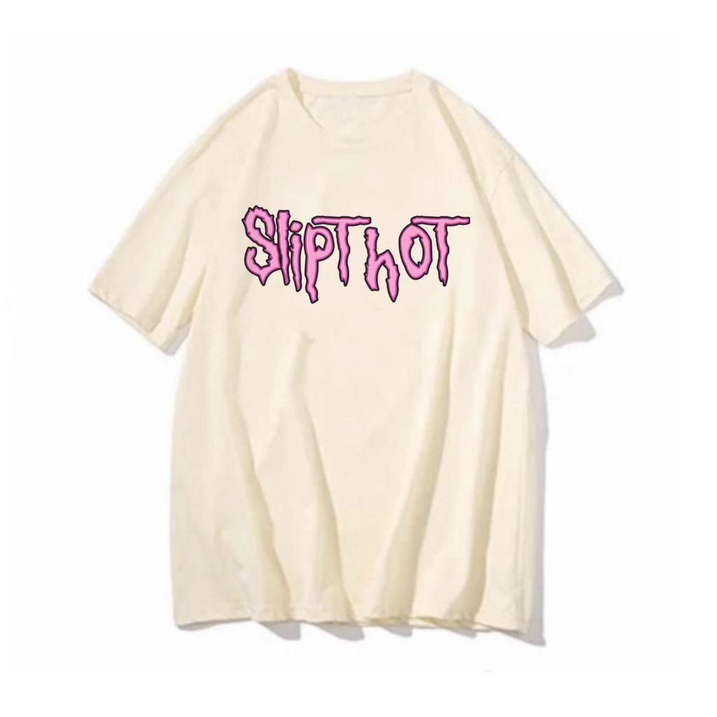 Camiseta Slipknot logo rosa blusa feminina masculina unissex banda rock show