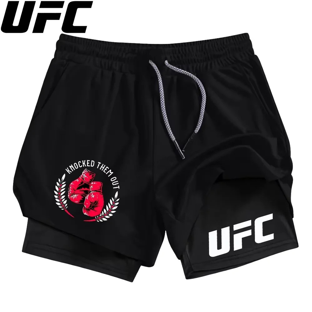 Short Compressao 2 em 1 Ufc Snake Fight Show Knocked Them Out Logo Anime Gym Fitness