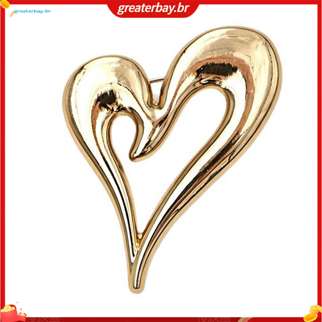 Hollow Heart Brooch Pin Metal Lapel for Men Women Stylish Sweater Cardigan Coat Scarf Accessory Elegant Jewelry Gift for