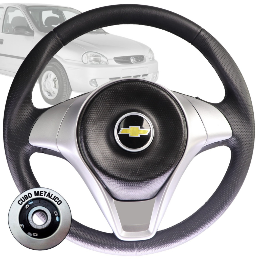 Volante Esportivo Palio Prata Para Chevrolet Corsa Premium Maxx Frente Montana Meriva Zafira Astra