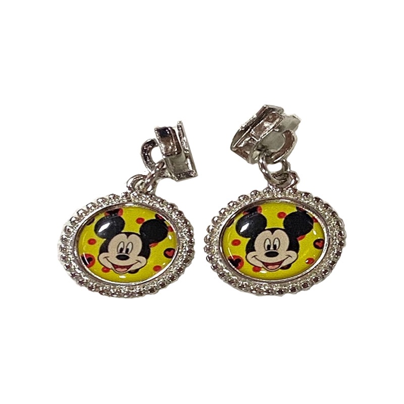 Cursor Rosto do Mickey Prata 2 Unidades (Pingente zíper nº 5) Envio Imediato com Nfe