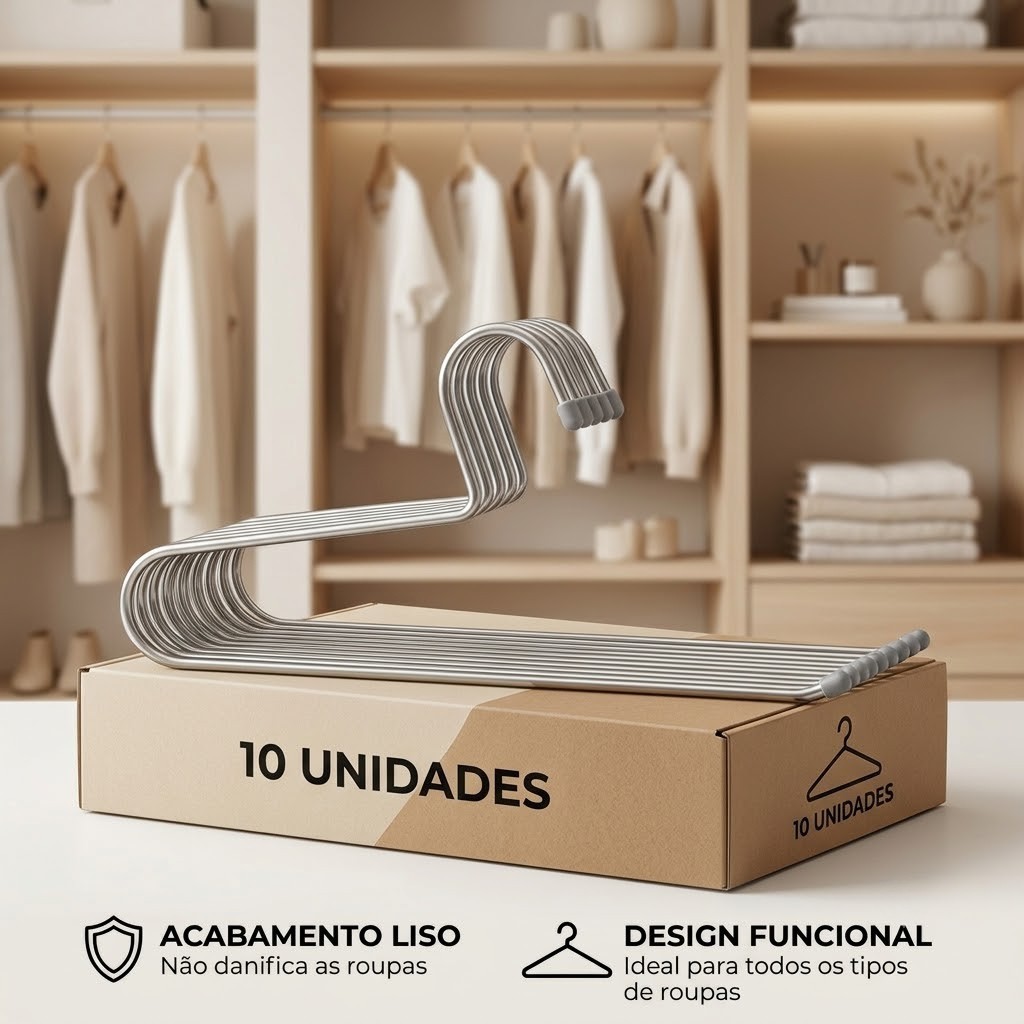 Kit 10 Cabides Calça Aberto Calceiro Resistente Elegante Luxo Aço Carbono Aramado 5kg Cromado