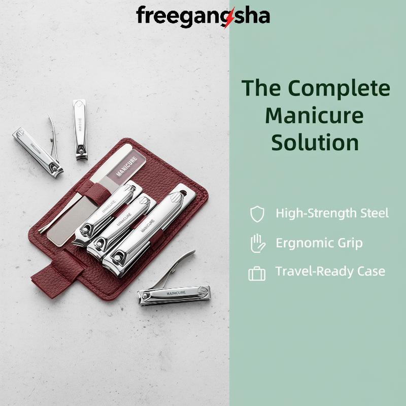 [FRE] Conjunto De Manicure 4/5 Unidades De Aço Carbono Kit De Higiene Afiado De Longa Duração Com Elegante Estojo De Cou
