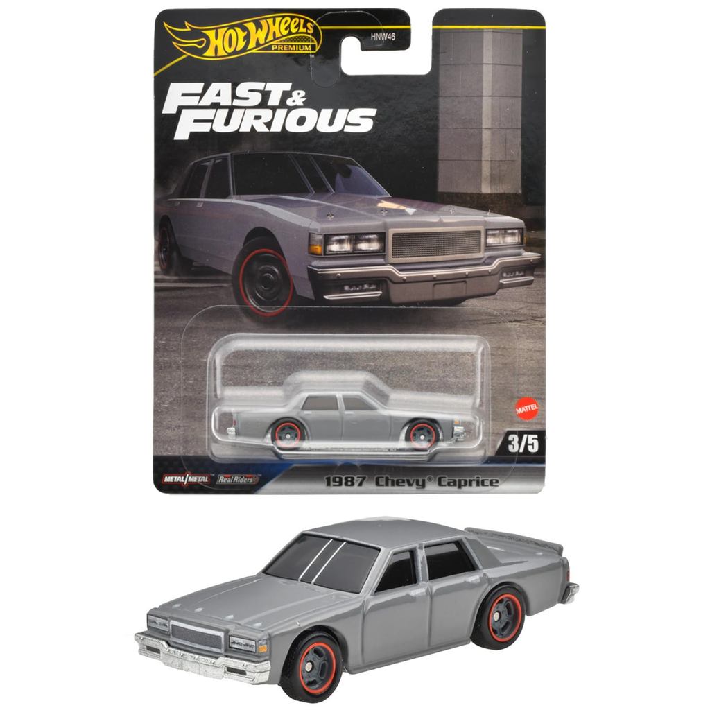 Hot Wheels Velozes e Furiosos - Mini carro de brinquedo Chevy Caprice 1987 para maiores de 3 anos cinza HRT98