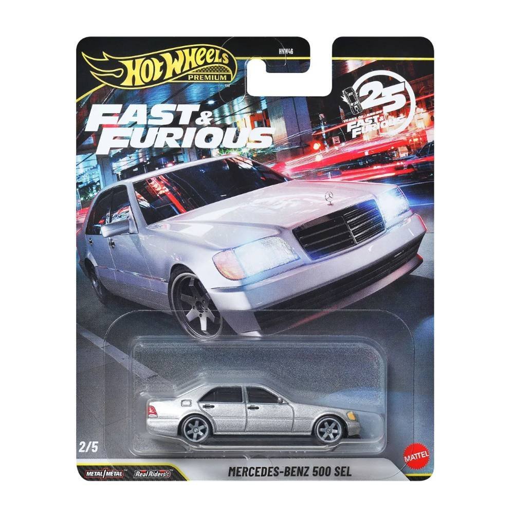 Miniatura Carro Mercedes Benz 500 SEL - 25 Anos Velozes e Furiosos - 2/5 - 7,5 cm - 1:64 - Hot Wheels Premium
