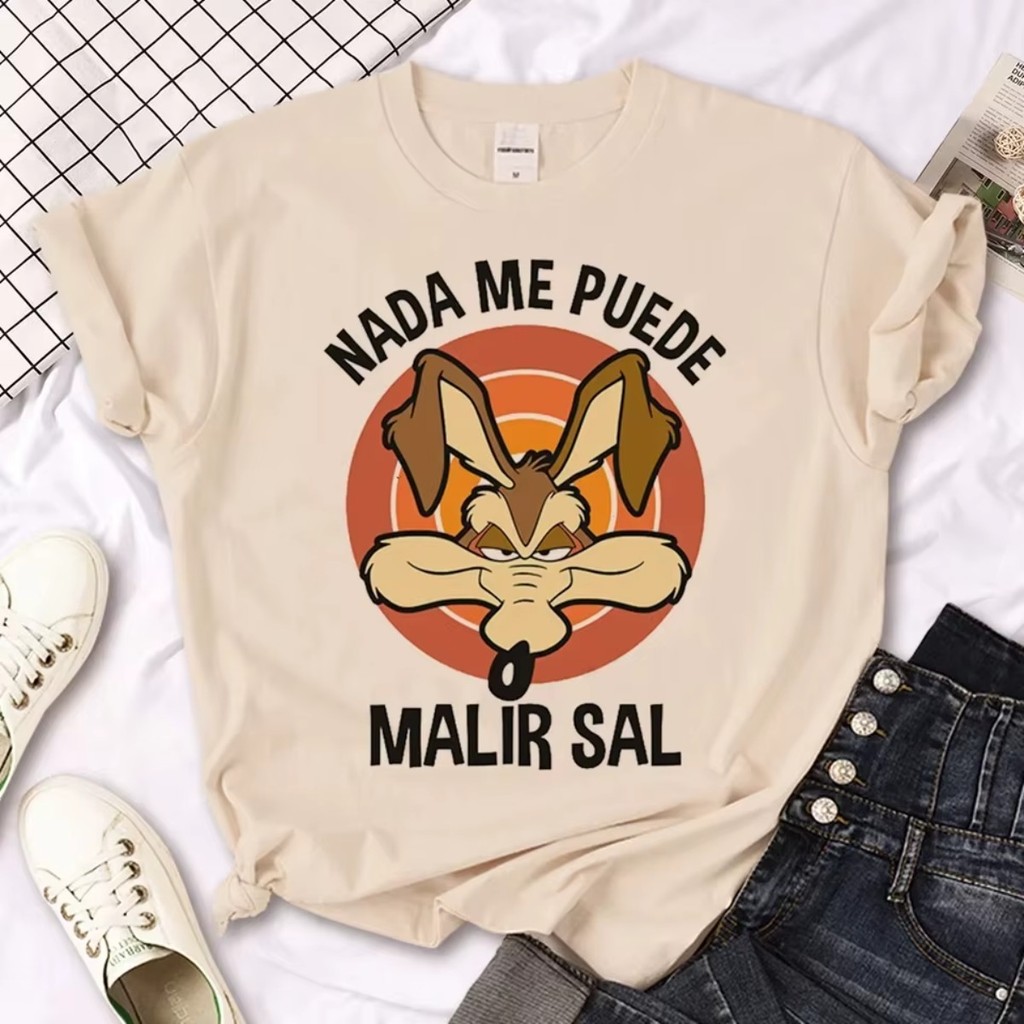 Wile E Coyote Camiseta Manga Curta Streetwear Feminina Verão Plus Size Unissex Esportiva Casual