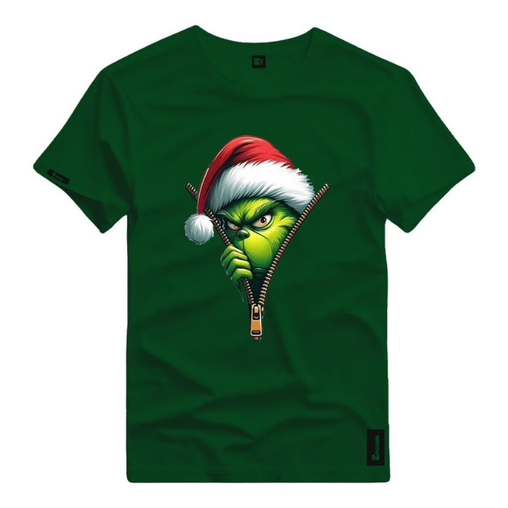 Camiseta Casual Natal Grinch Blusa Algodão Premium Camisa Plus Size Lançamento 2025 Envio Imediato