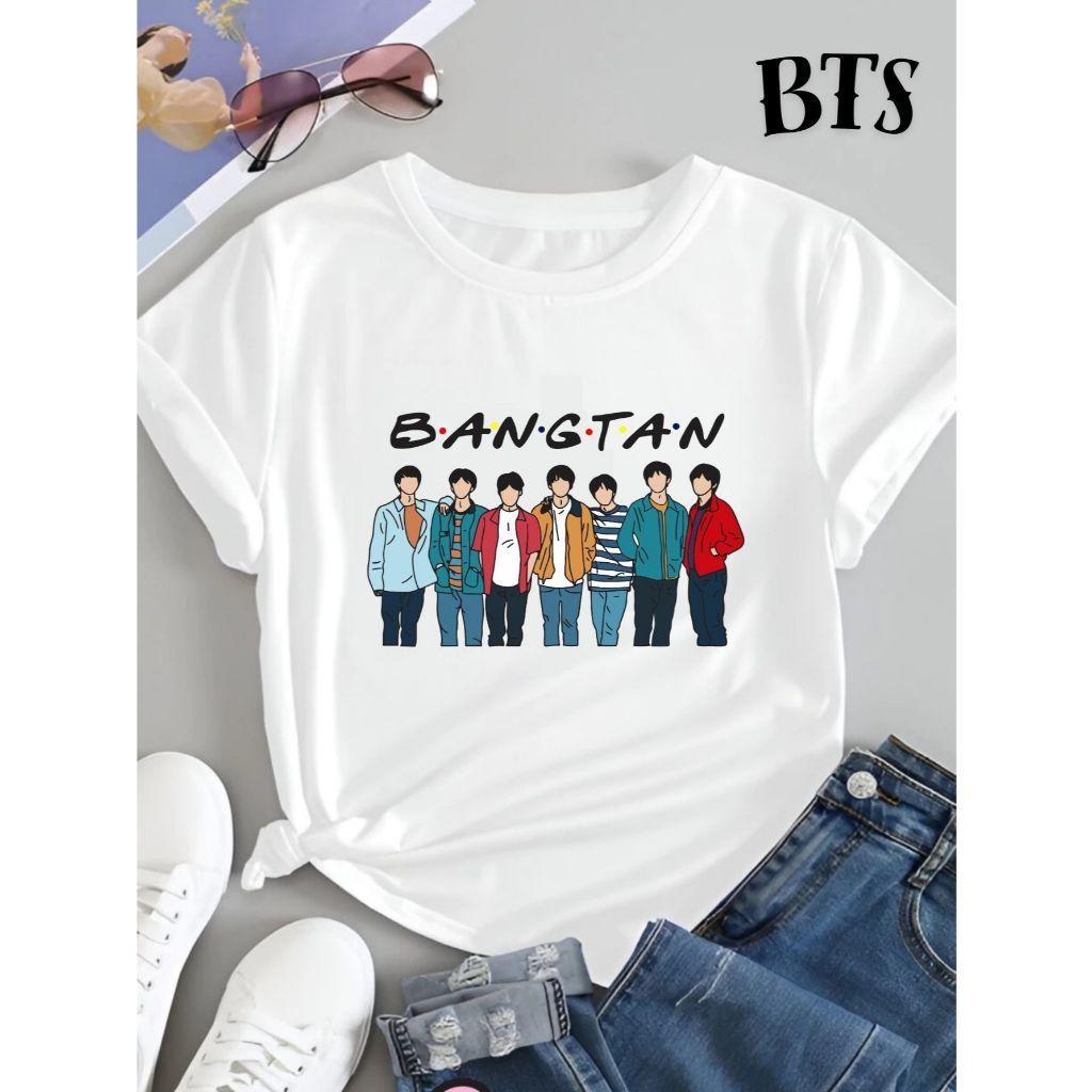 Camiseta Unissex BTS Casual Kpop Camisa Streetwear Show Turnê Coreano Algodão Plus Size Envio Rápido