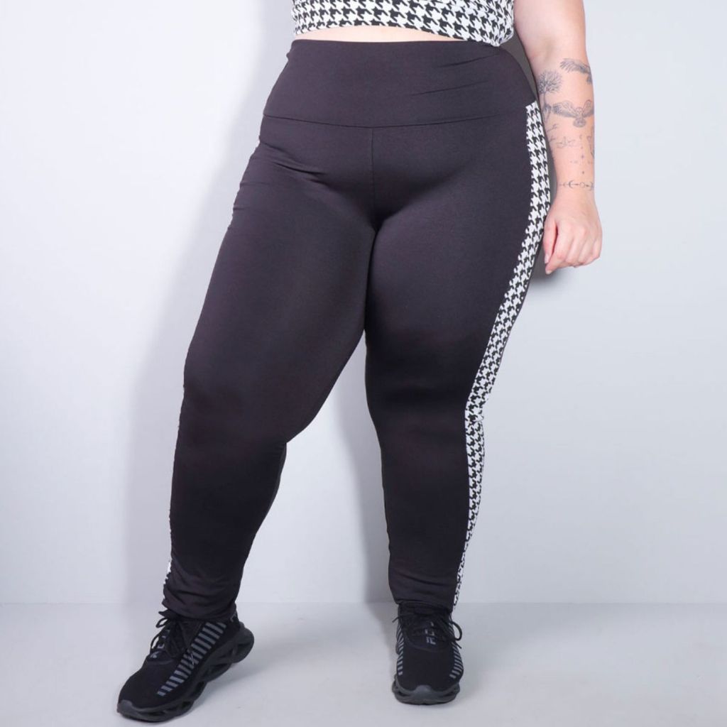 Calça Plus Size Recortes Laterais Fitness Academia Esportivo Confortável Dia a Dia Casual Oferta