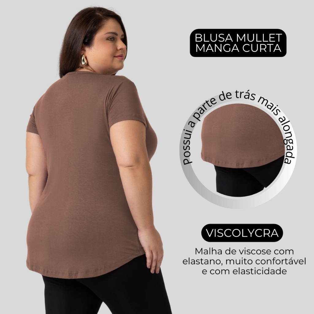 Blusa Feminina Plus Size Comprida Atrás Tampa Bumbum Moda Casual Fitness Academia Treino Confortável