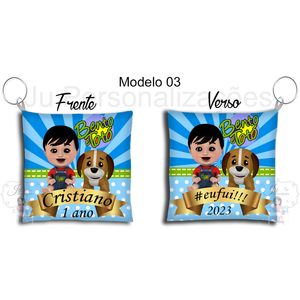 Lembrancinhas Personalizadas Para Aniversário 50 Chaveiros almofadas Bento e Totó