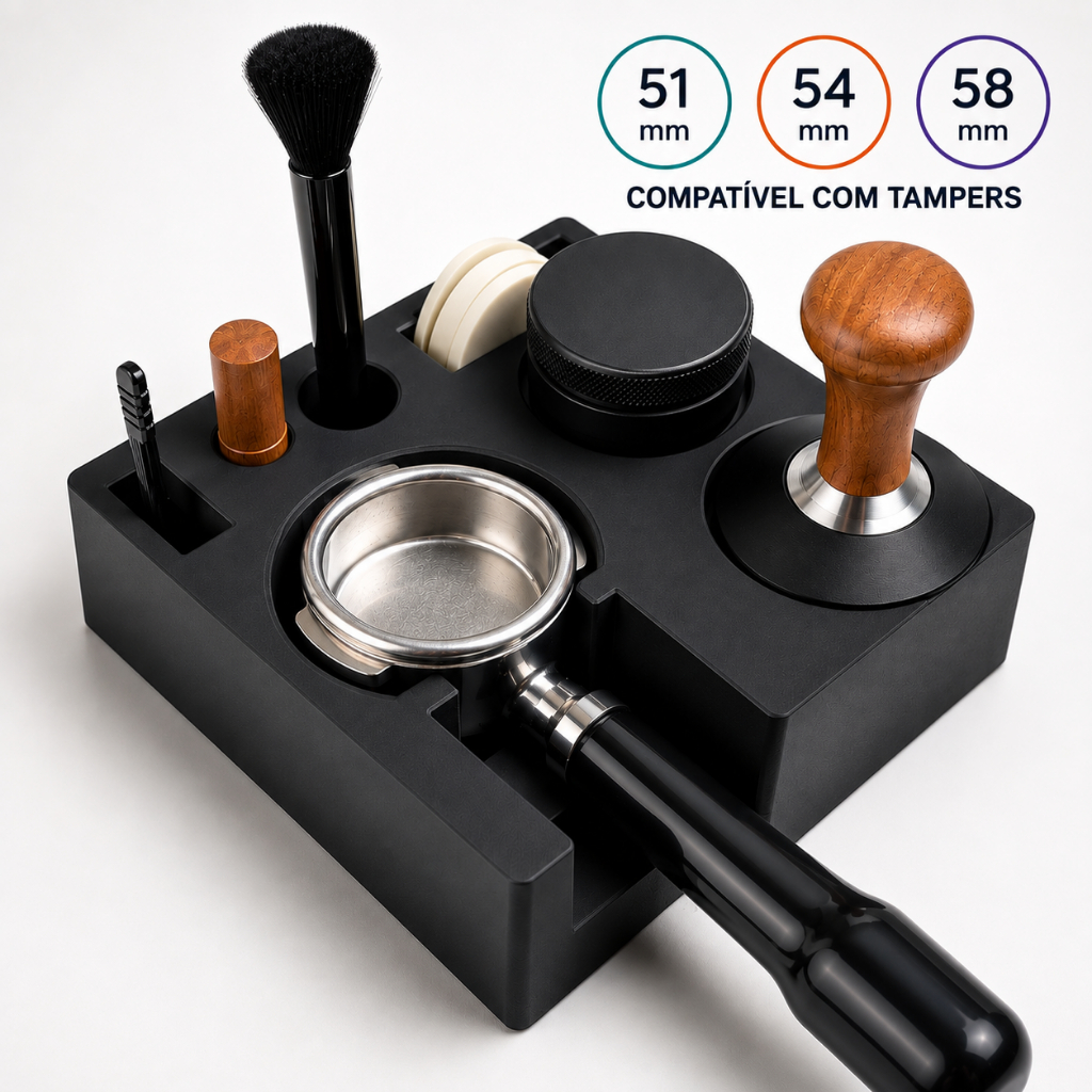 Estação de Compactação Café Espresso Suporte Tamper Barista 51mm 54mm 58mm