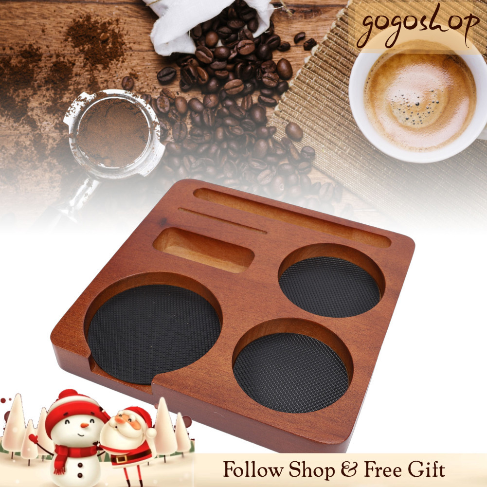 Gogoshopp-br Diydeg Espresso Knock Box Madeira de Nogueira Café Tamper Portafilter Organizador Antiderrapante Suporte