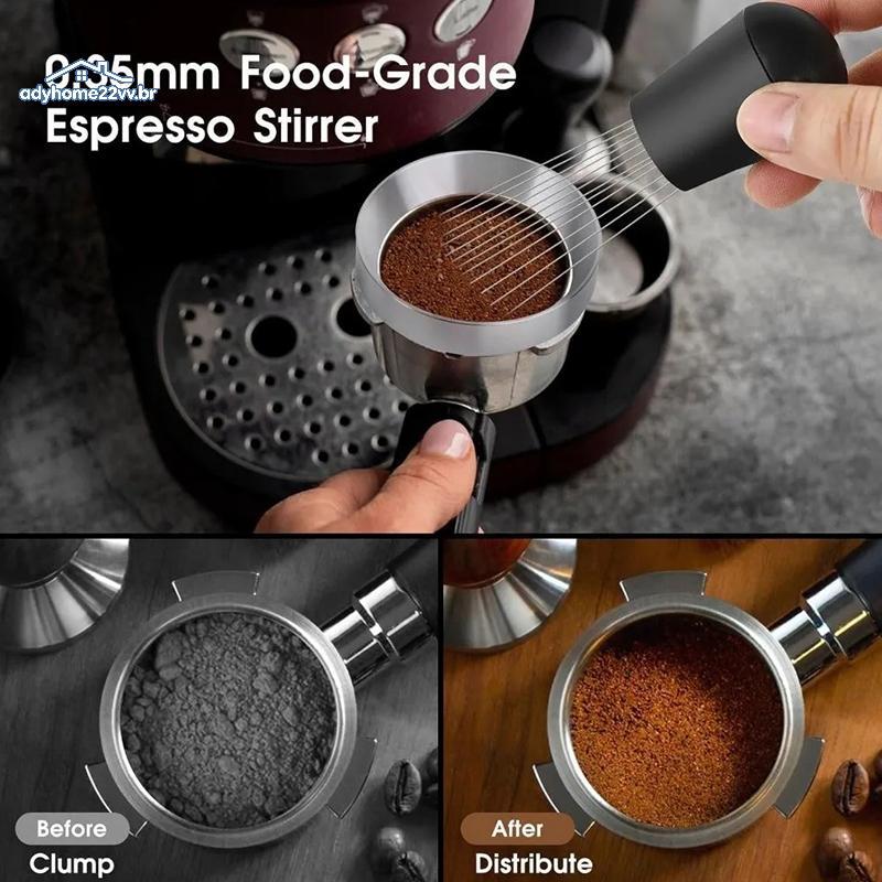 adyhome22vv 5 Peças Kit De Acessórios De Café Espresso Tamper Nivelador Ferramenta WDT Funil De Dosagem 51/53/58mm br