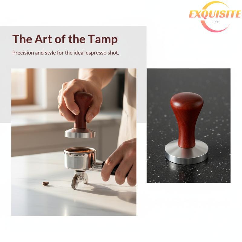 [EL-t] 51mm 53mm Precisão Espresso Tamper Cabo De Madeira Maciça Prensa De Café Profissional Ideal Para Cafés Baris Novo