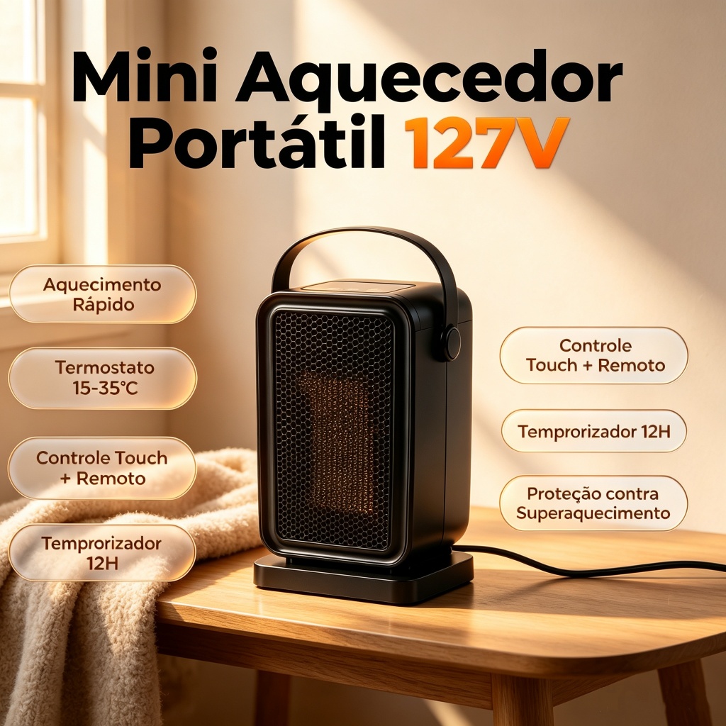 Portable Electric Heater 1200W Air Heater Warm Fan Thermo Fan Function for Bedroom, Living Room, or Office