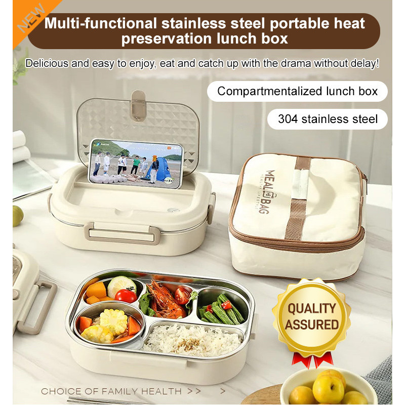 [Keeps Food Warm Longer] 304 Stainless Steel Insulated Lunch Box Portable Multi-Compartment Lunch Box For Work/School/Pi