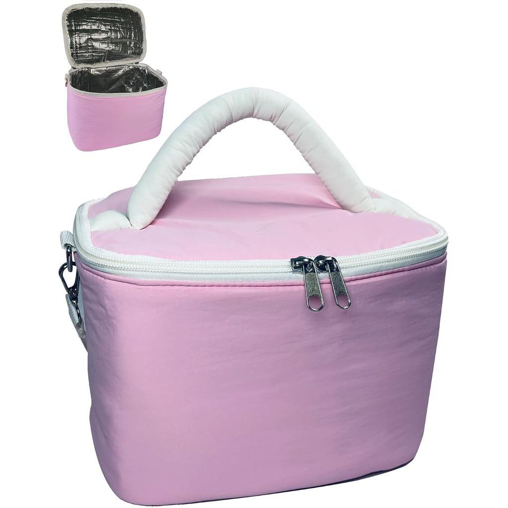 Pink Insulated Lunch Bag for Women, Reusable & Large Capacity, Keeps Food Warm and Cool, Portable, Stylish & Easy to Cle