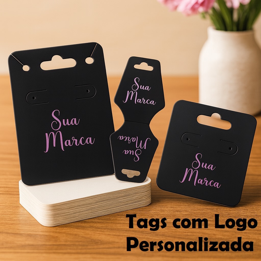 Cartela Tag para Bijuterias e Semijoias Personalizada | Etiqueta para Brincos, Colares e Pulseiras