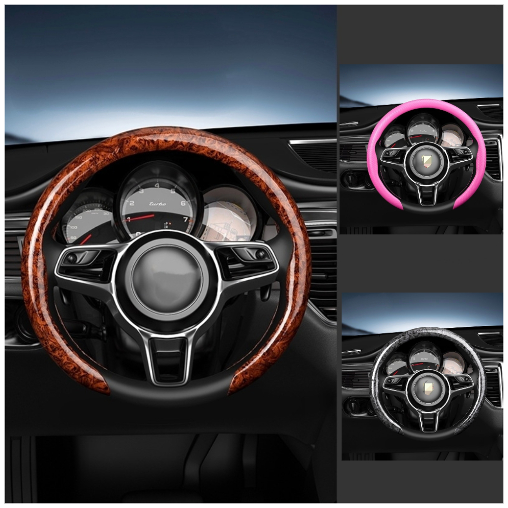 Capa para volante de carro 3/4 meio fechada ultrafina antiderrapante resistente ao desgaste Universal cristal pêssego ma