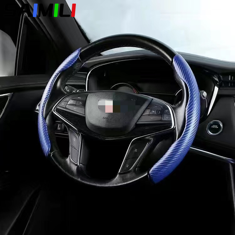 Saimili Capa Ultrafina De Fibra De Carbono Para Volante De Carro Antiderrapante Universal 4 Estações Azul