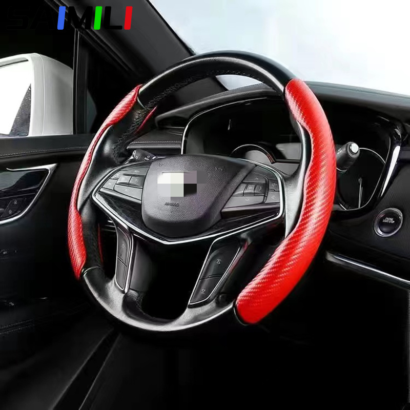 Capa De Volante De Fibra De Carbono Saimili Antiderrapante Ultrafina Vermelha 4 Estações Universal Automóvel