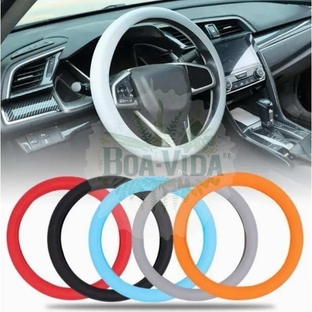 Capa protetora para volante universal de carro multicolorida de silicone flexível ultrafino sazonal de 36 a 40 cm