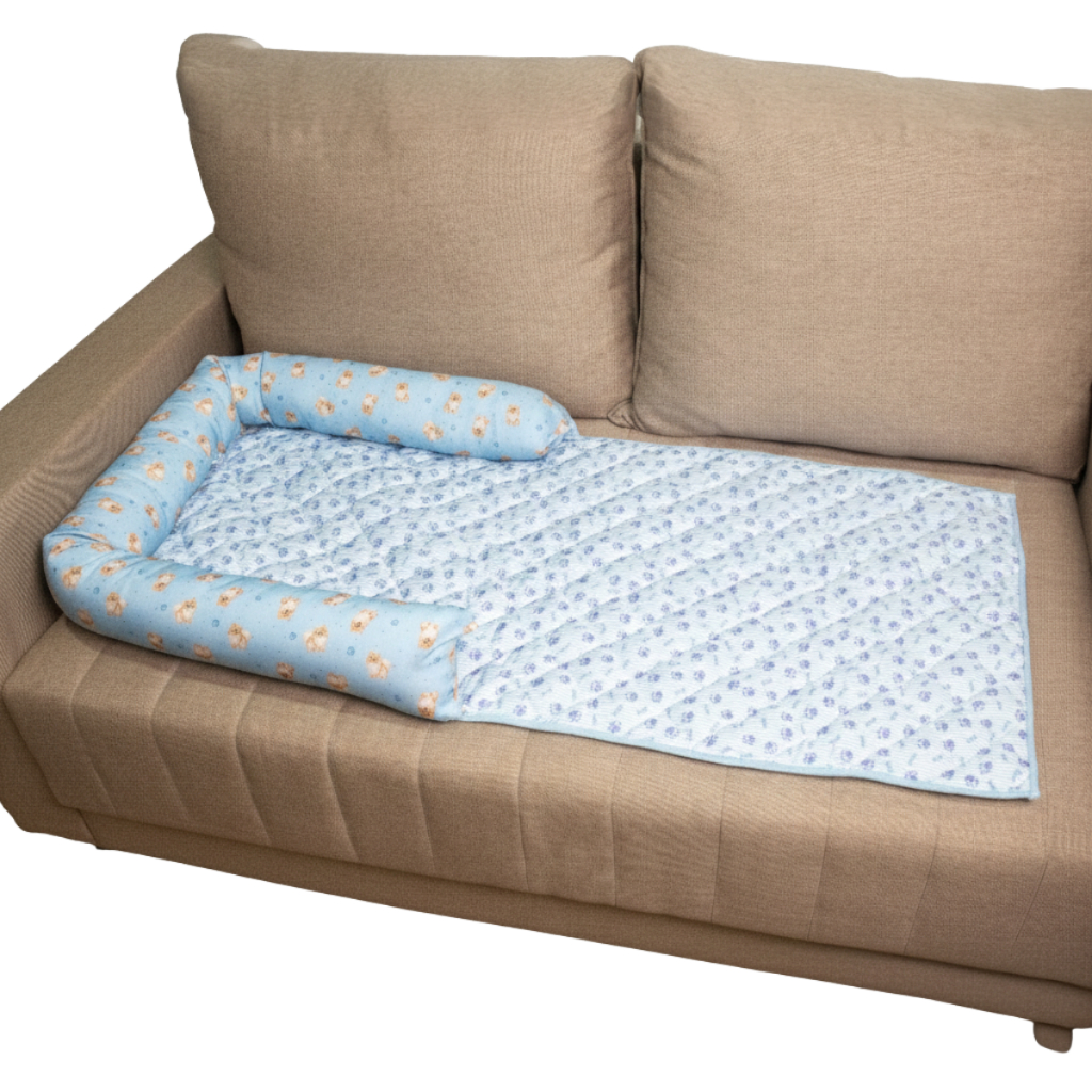 Cama Pet Protetor de Sofá Com Ziper Reforçado Estampa Spitz Azul Para Cães de Raças Pequenas Premium