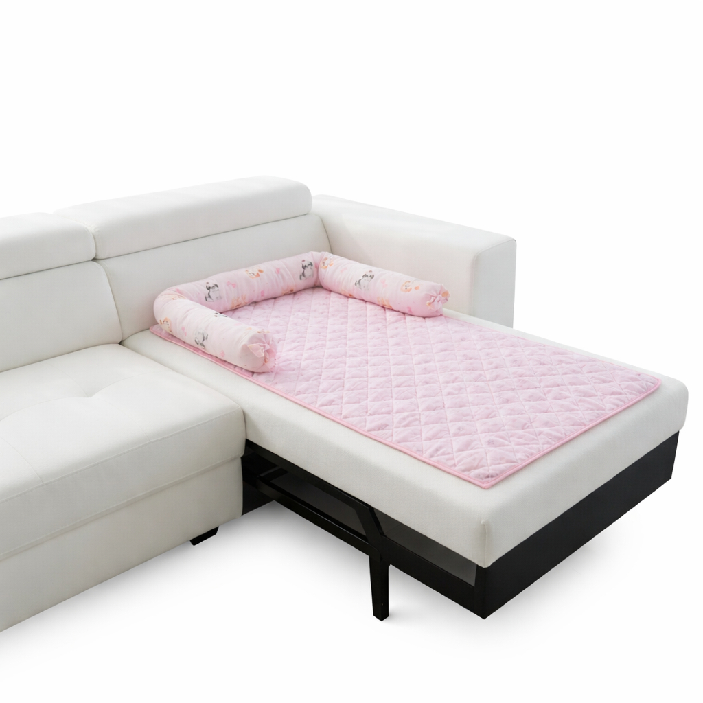 Cama Pet Protetor de Sofá Com Ziper Reforçado Estampa Rosa Para Cachorros Porte Pequeno Luxo