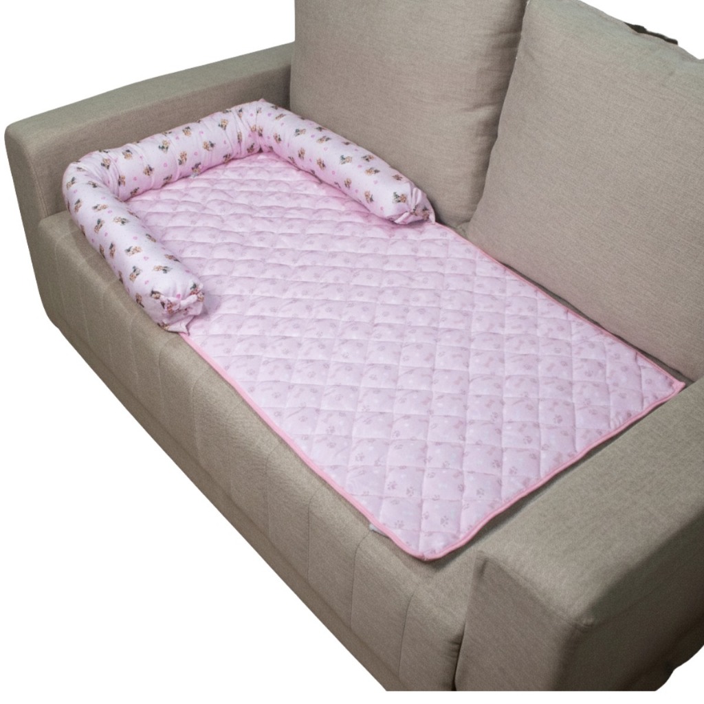 Cama Pet Protetor de Sofá Com Ziper Reforçado Estampa Yorkshire Rosa Para Cachorros Porte Pequeno