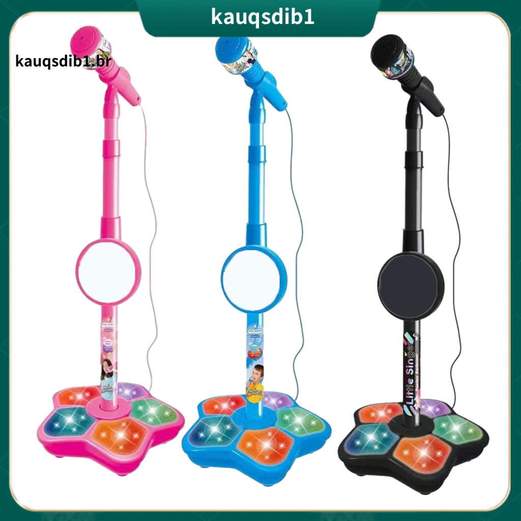 Kids Microphone Toy Karaoke with Stand Battery-powered Singing Mic for Toddlers Boys Girls Led Light Music Player Fun Mu