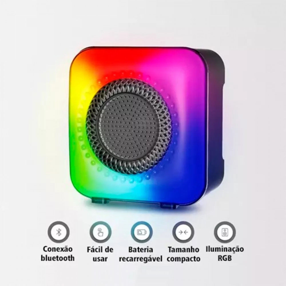 Caixa de som Bluetooth sem fio Portátil LED Light RGB Black GTS-1373
