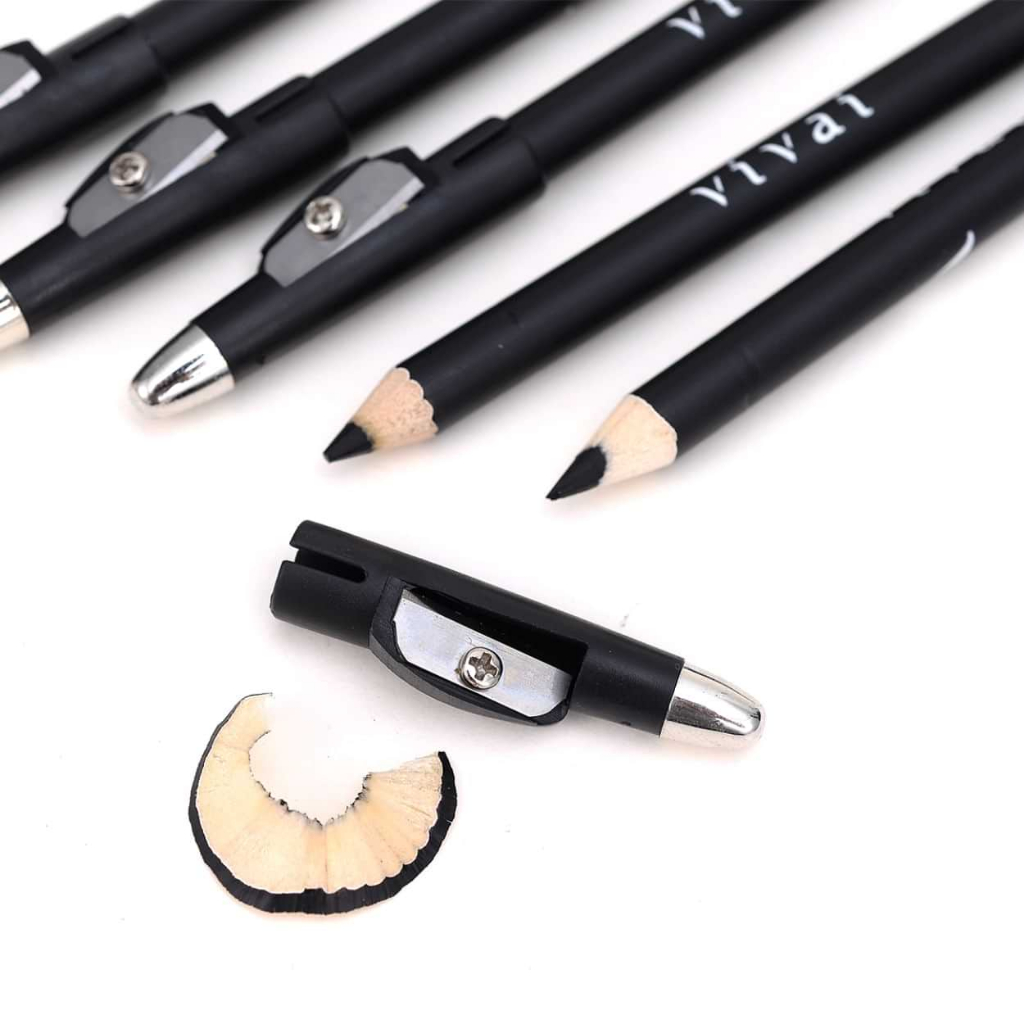 Lápis De Olho Preto Com Apontador Maquiagem Vivai Make Up Efeito Mate