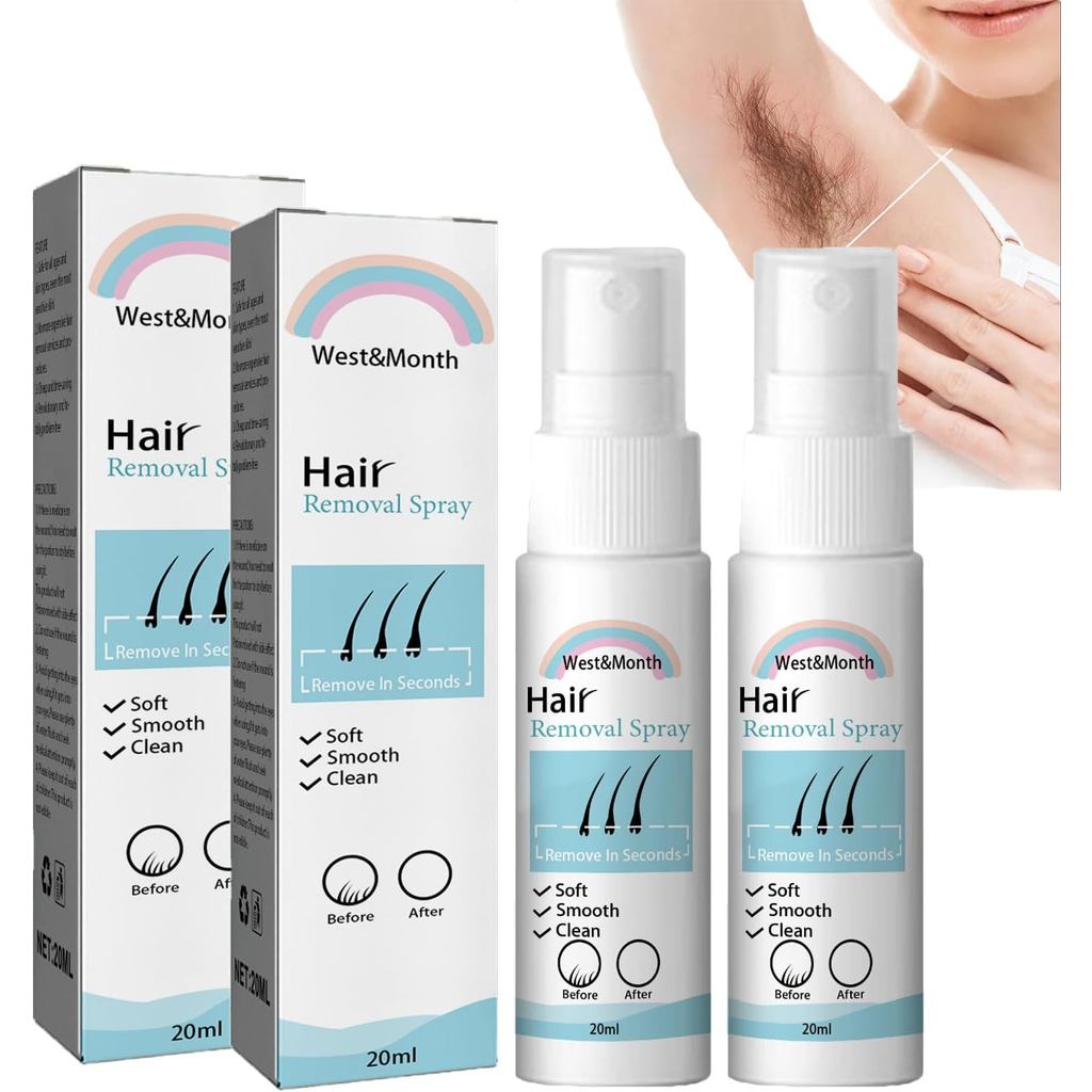 2Pcs Hair Remova, Hair Removal Spray, Body Depilatory Spray, Natural Painless Body Hair Remover, For Arm, Legs, Armpits,