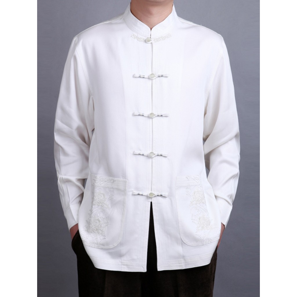 Baifulong masculino Tang terno de manga comprida topo novo estilo roupas de primavera High-End estilo étnico estilo chin