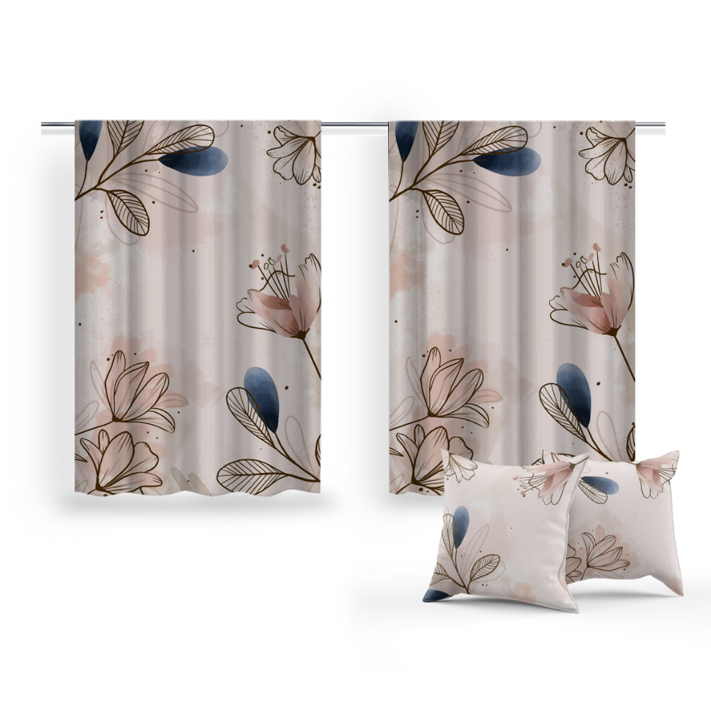 Cortina+Mimo 2 Capas Almofadas Conforto Estilo Decoração Floral Sofá Sala Quarto Estampas Exclusivas Alta Qualidade Variedade Cores Almofadas Macias Elegantes Acessórios Modernos