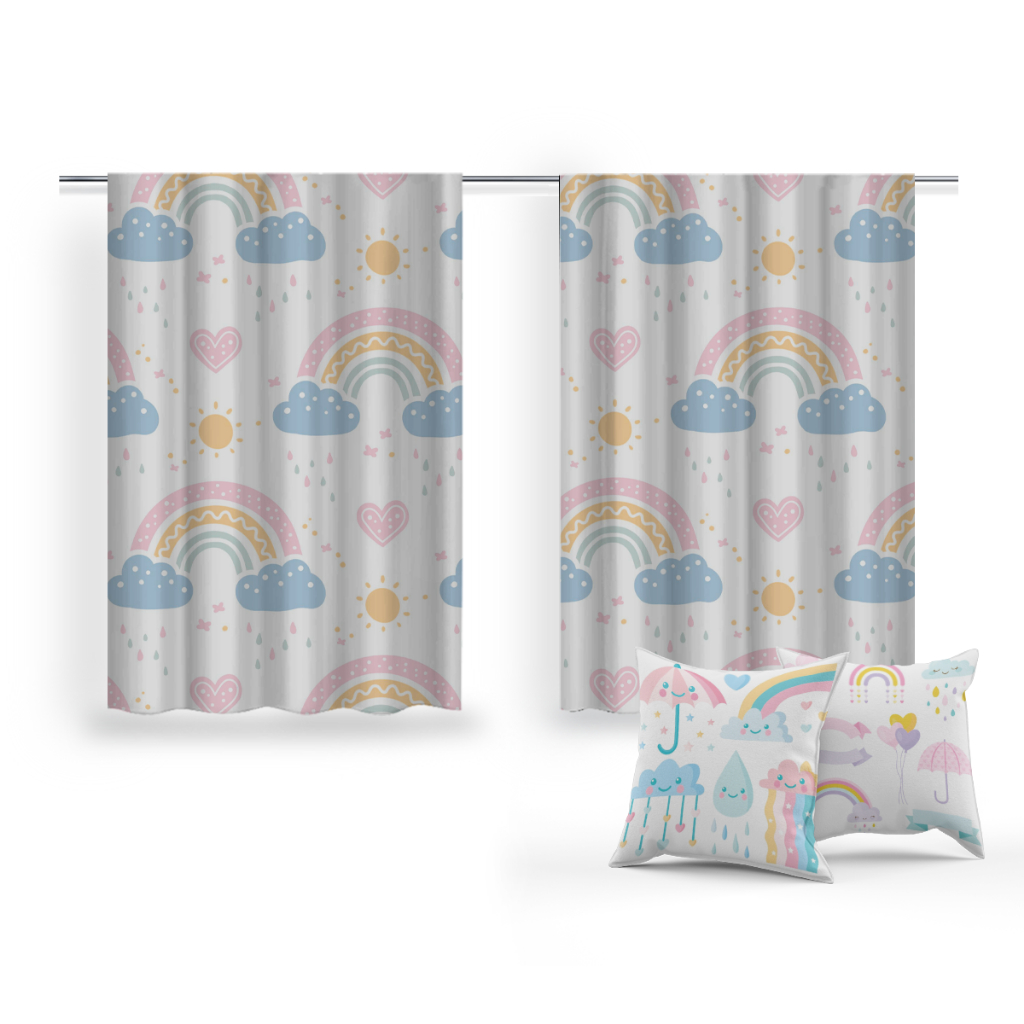 Cortina+Mimo 2 Capas Almofadas Conforto Estilo Decoração Arco Íris Sofá Sala Quarto Estampas Exclusivas Alta Qualidade Variedade Cores Almofadas Macias Elegantes Acessórios Modernos