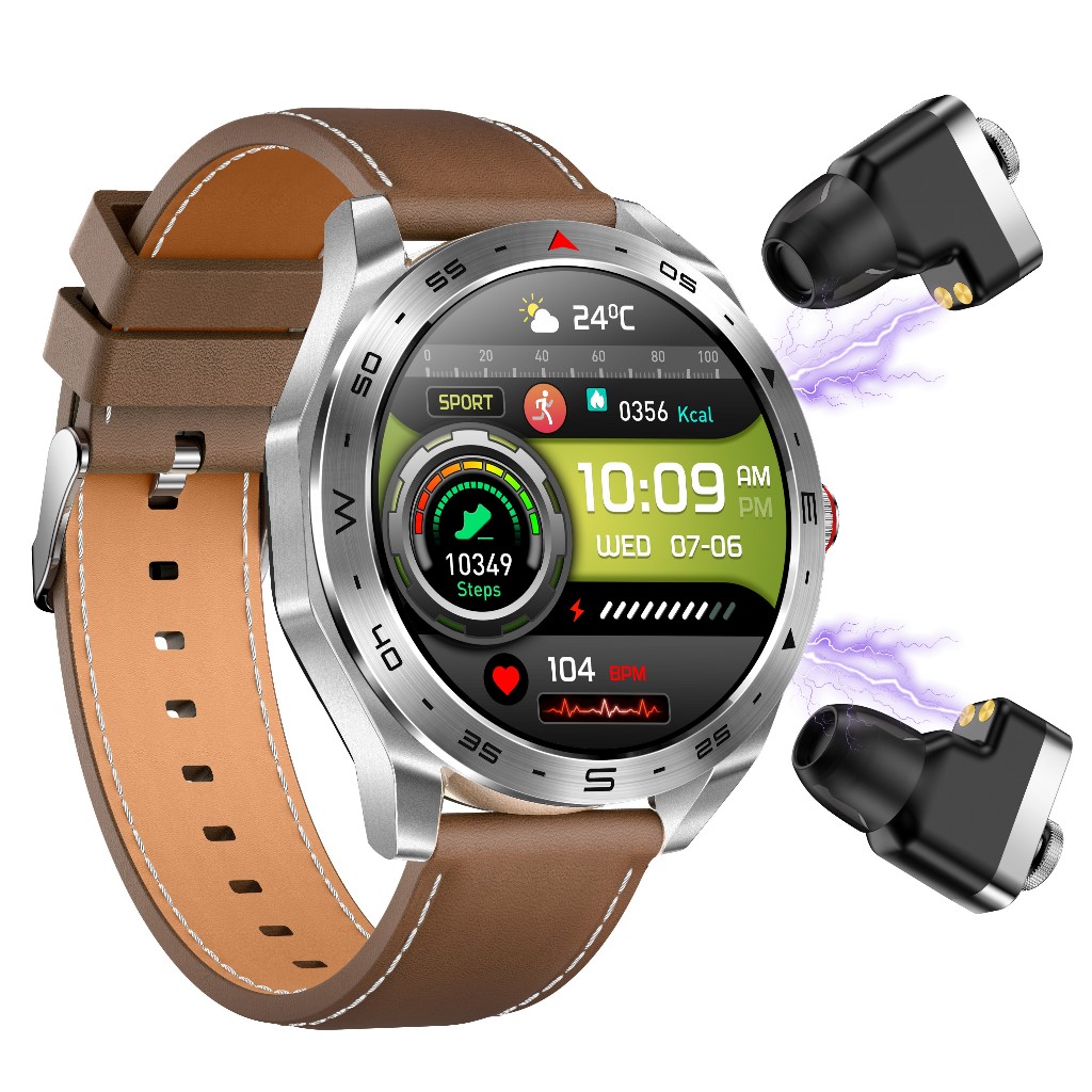 T95 Headset Smart watch With Earbuds TWS Bluetooth Call Music Control Blood Pressure Detect Sports Smartwatch For Men