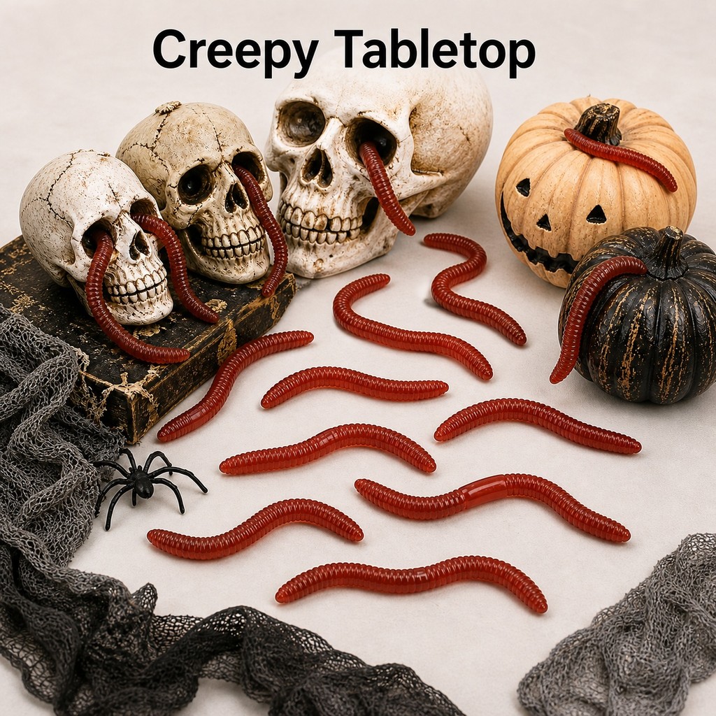 10 Pcs Halloween Prank Worm Prop Para Crianças Adultos Decoração De Festa De Terror
