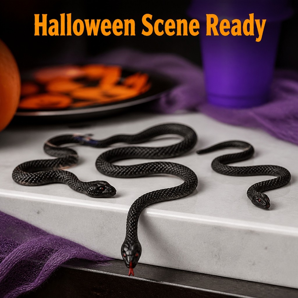 10/20 Pcs Halloween Novidade Snake Prop Brinquedo Preto Realista Para Configuração Interna